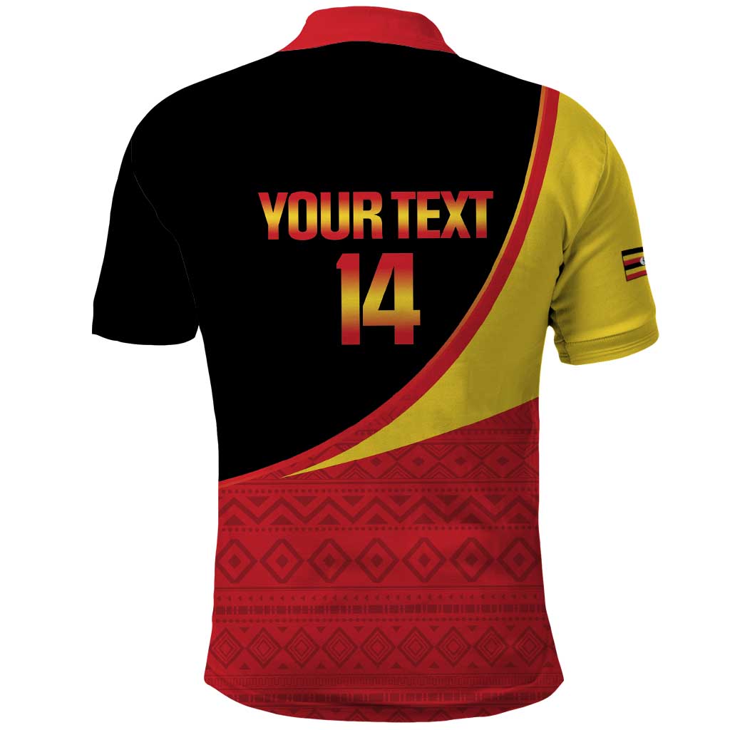 Afro Cricket Uganda Custom Polo Shirt Go Cranes African Pattern - African Pride