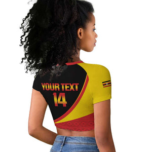 Afro Cricket Uganda Custom Raglan Cropped T shirt Go Cranes African Pattern - African Pride