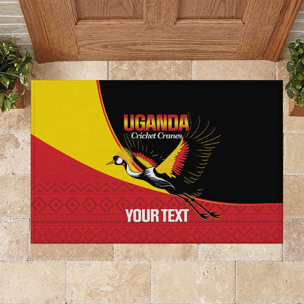 Afro Cricket Uganda Custom Rubber Doormat Go Cranes African Pattern - African Pride