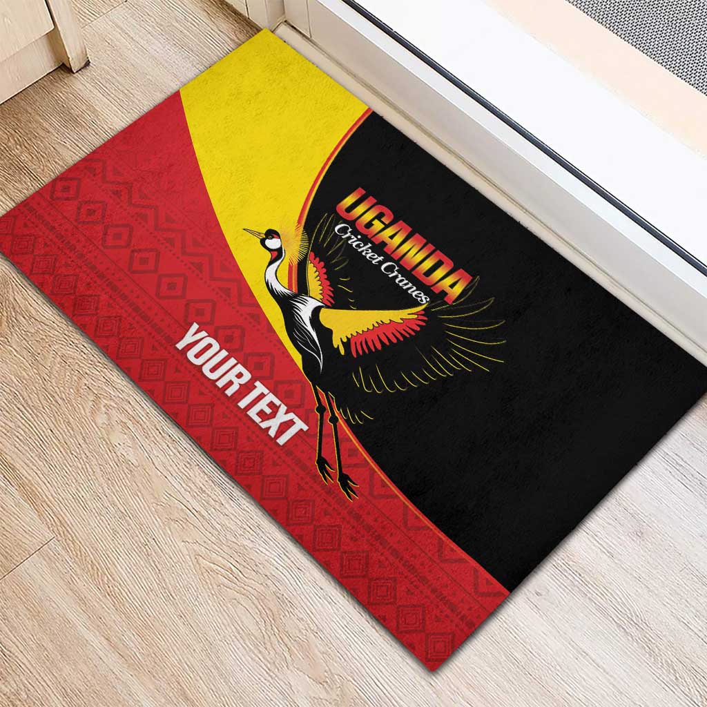 Afro Cricket Uganda Custom Rubber Doormat Go Cranes African Pattern - African Pride