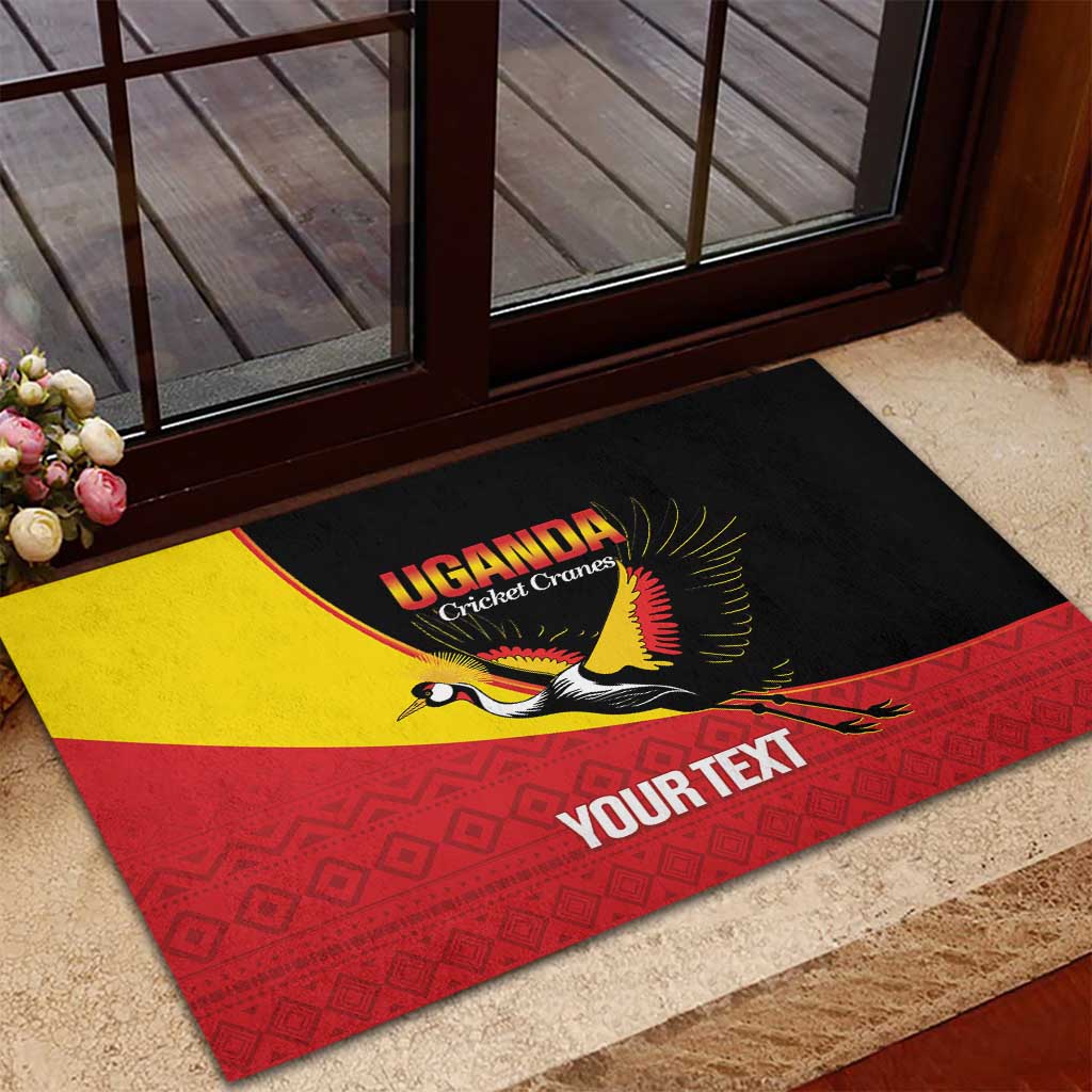 Afro Cricket Uganda Custom Rubber Doormat Go Cranes African Pattern - African Pride