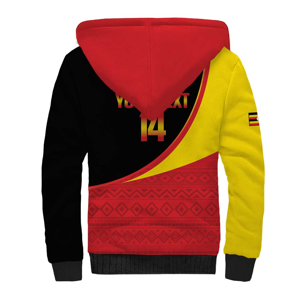 Afro Cricket Uganda Custom Sherpa Hoodie Go Cranes African Pattern - African Pride