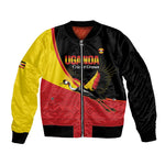Afro Cricket Uganda Custom Sleeve Zip Bomber Jacket Go Cranes African Pattern - African Pride