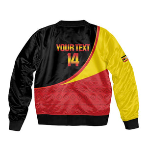 Afro Cricket Uganda Custom Sleeve Zip Bomber Jacket Go Cranes African Pattern - African Pride