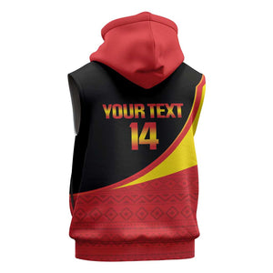 Afro Cricket Uganda Custom Sleeveless Zip Hoodie Go Cranes African Pattern - African Pride