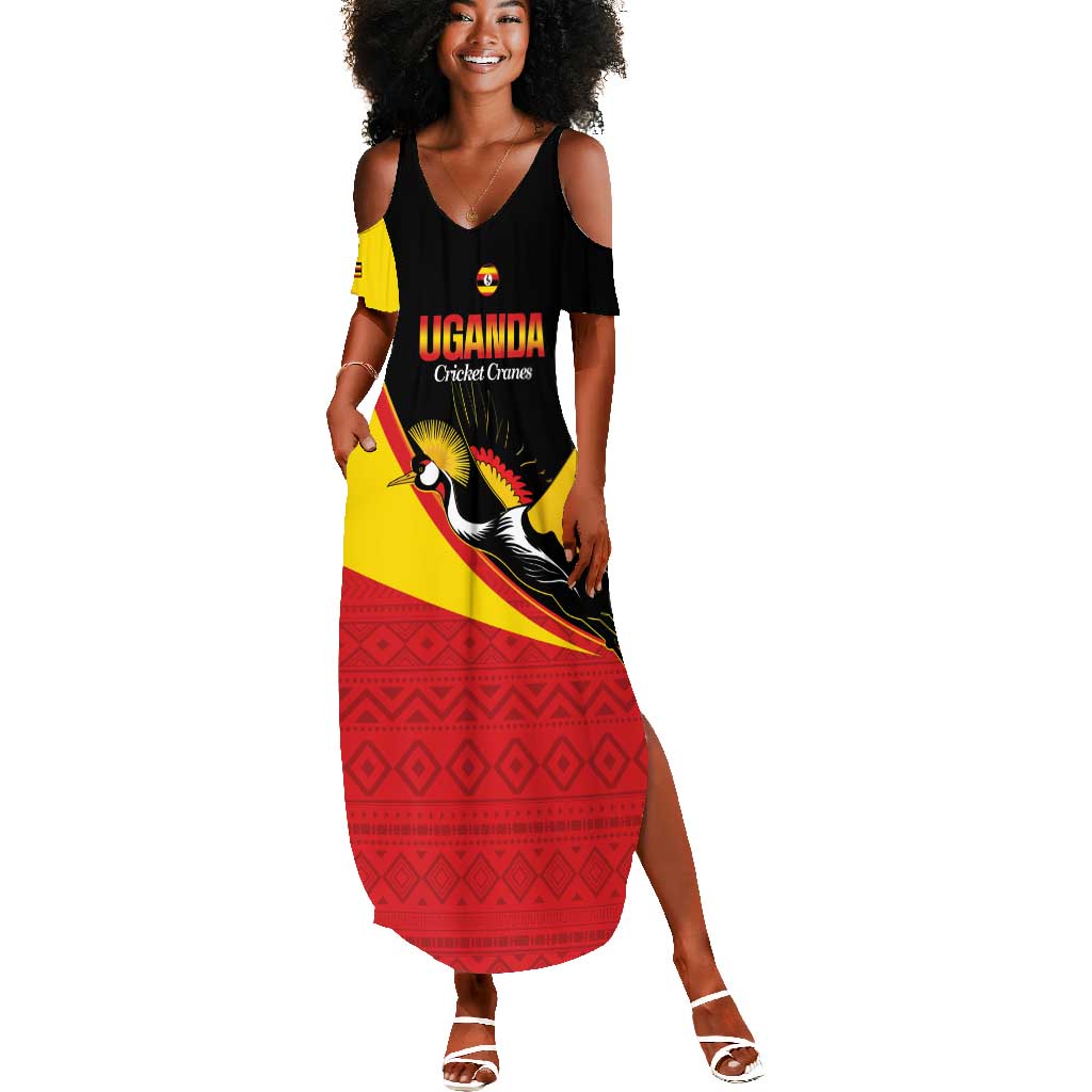 Afro Cricket Uganda Custom Summer Maxi Dress Go Cranes African Pattern - African Pride