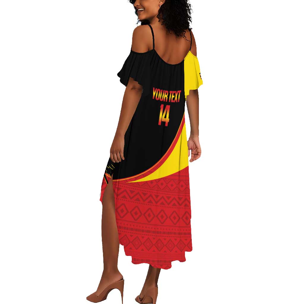 Afro Cricket Uganda Custom Summer Maxi Dress Go Cranes African Pattern - African Pride