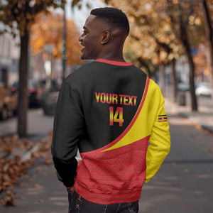 Afro Cricket Uganda Custom Sweatshirt Go Cranes African Pattern - African Pride