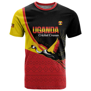 Afro Cricket Uganda Custom T shirt Go Cranes African Pattern - African Pride