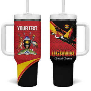 Afro Cricket Uganda Custom Tumbler With Handle Go Cranes African Pattern - African Pride