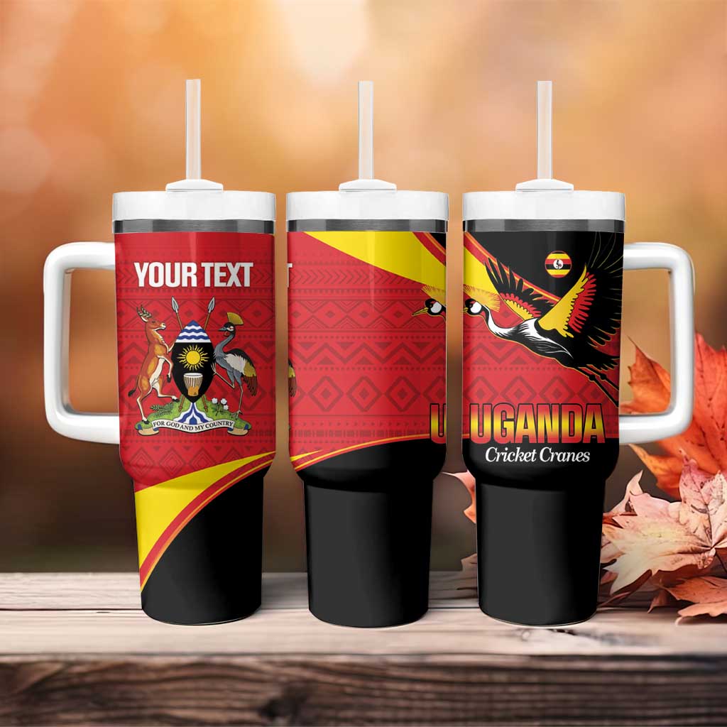Afro Cricket Uganda Custom Tumbler With Handle Go Cranes African Pattern - African Pride