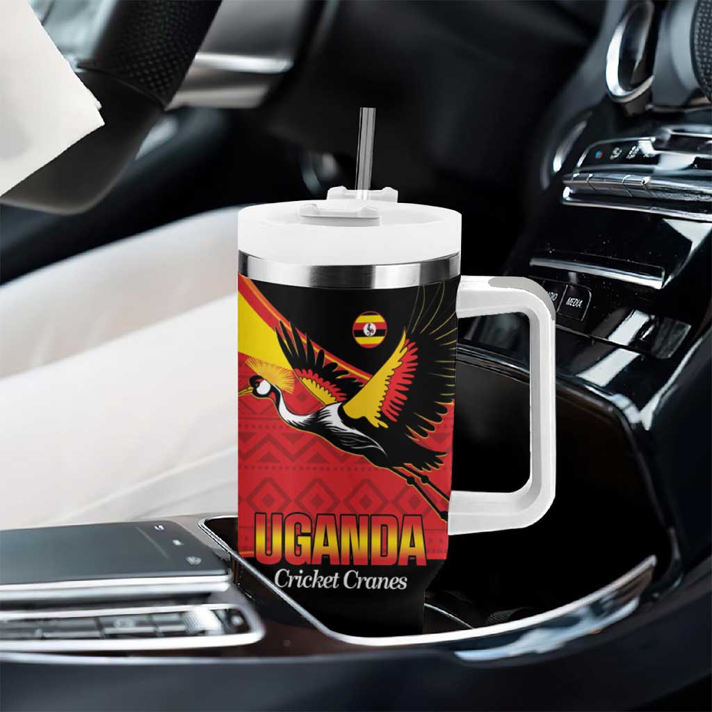 Afro Cricket Uganda Custom Tumbler With Handle Go Cranes African Pattern - African Pride