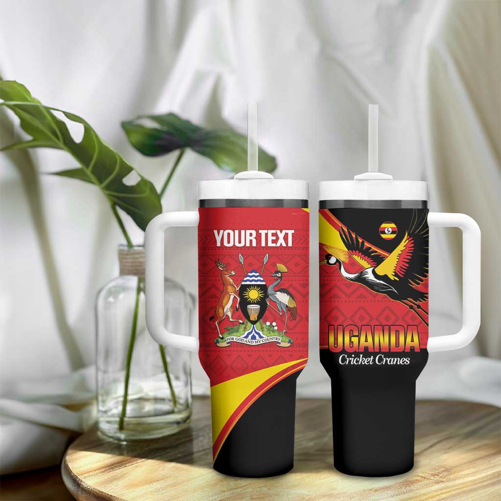 Afro Cricket Uganda Custom Tumbler With Handle Go Cranes African Pattern - African Pride