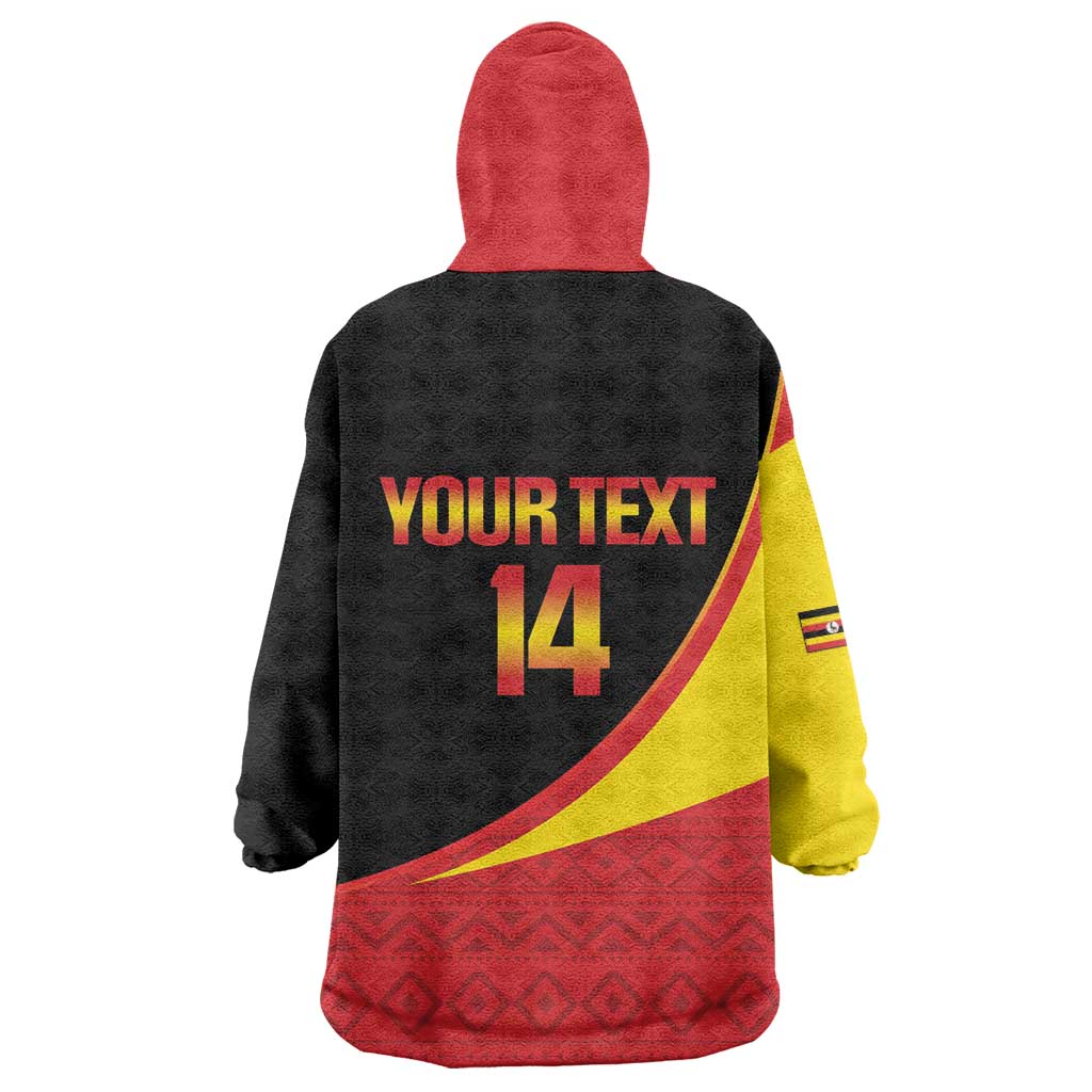 Afro Cricket Uganda Custom Wearable Blanket Hoodie Go Cranes African Pattern - African Pride