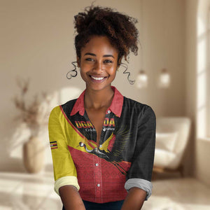 Afro Cricket Uganda Custom Women Casual Shirt Go Cranes African Pattern - African Pride