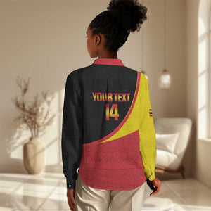 Afro Cricket Uganda Custom Women Casual Shirt Go Cranes African Pattern - African Pride