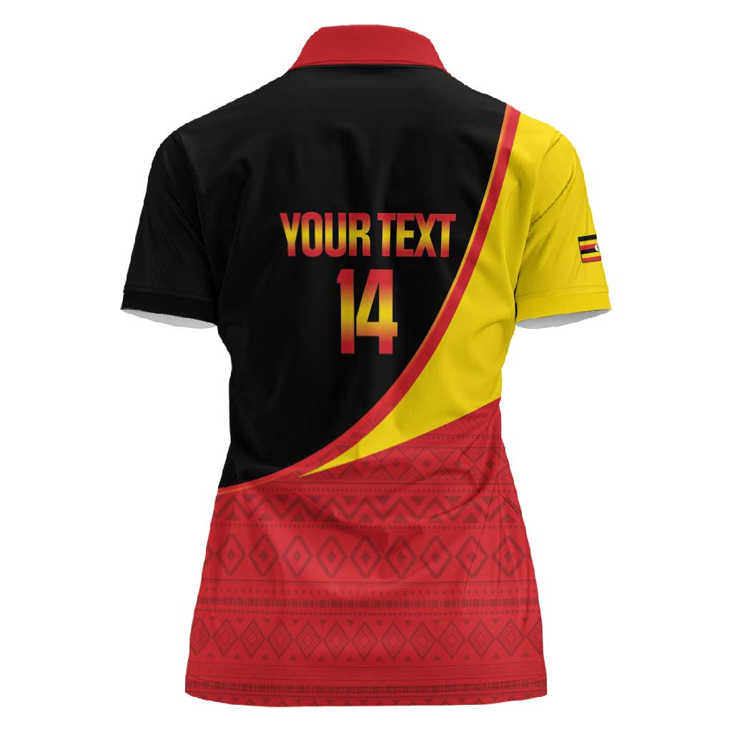 Afro Cricket Uganda Custom Women Polo Shirt Go Cranes African Pattern - African Pride