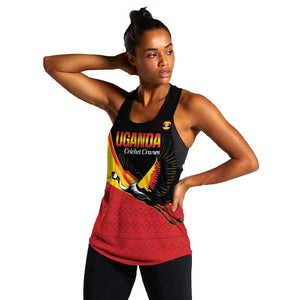Afro Cricket Uganda Custom Women Racerback Tank Go Cranes African Pattern - African Pride