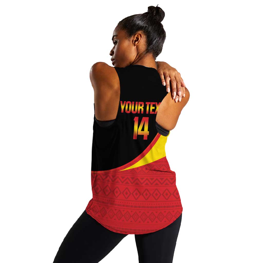 Afro Cricket Uganda Custom Women Racerback Tank Go Cranes African Pattern - African Pride
