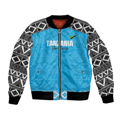 Afro Cricket Tanzania Custom Bomber Jacket Go Cows Sporty African Pattern - African Pride