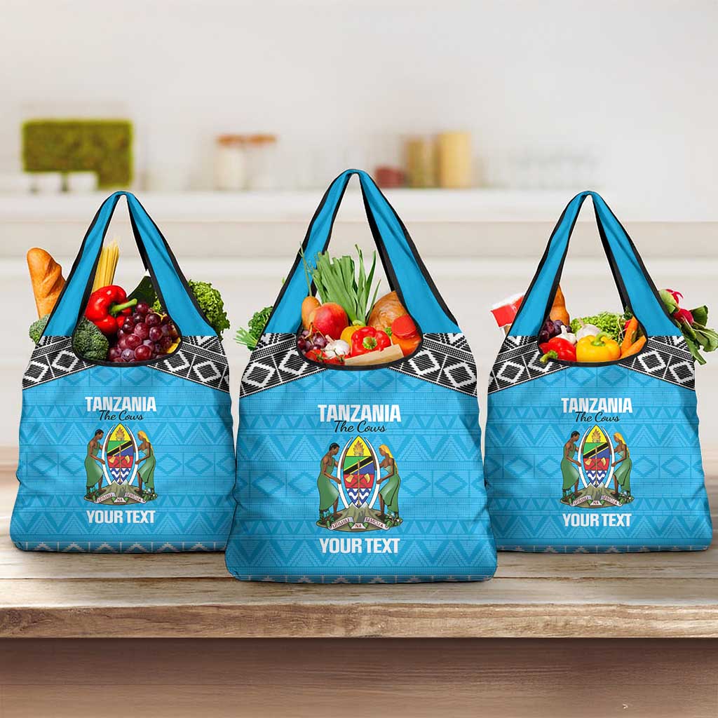 Afro Cricket Tanzania Custom Grocery Bag Go Cows Sporty African Pattern - African Pride