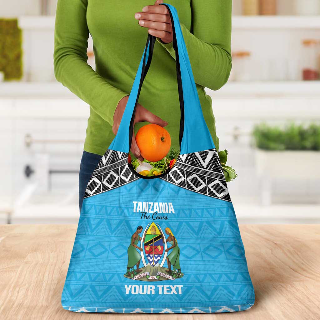 Afro Cricket Tanzania Custom Grocery Bag Go Cows Sporty African Pattern - African Pride