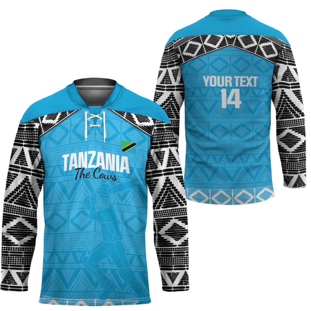 Custom Tanzania Cricket Hockey Jersey Go Cows Sporty African Pattern