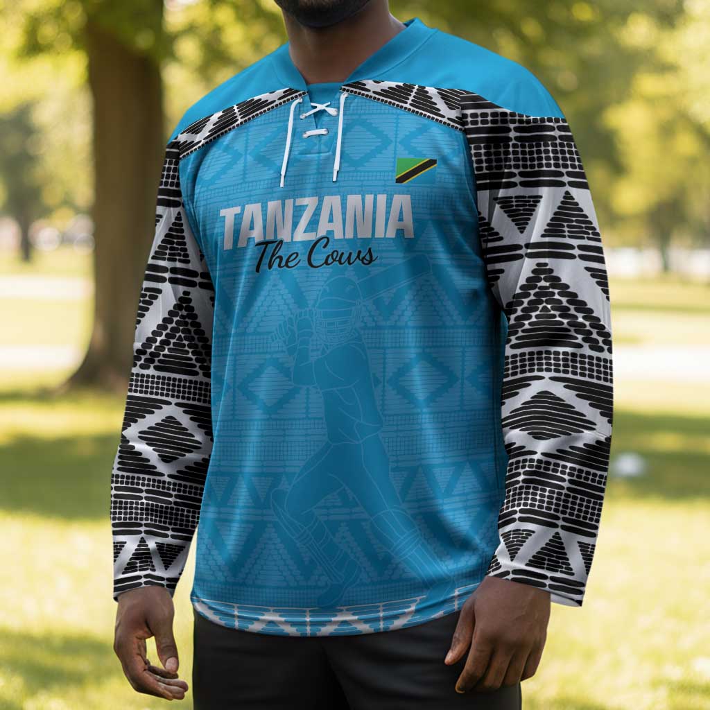 Custom Tanzania Cricket Hockey Jersey Go Cows Sporty African Pattern