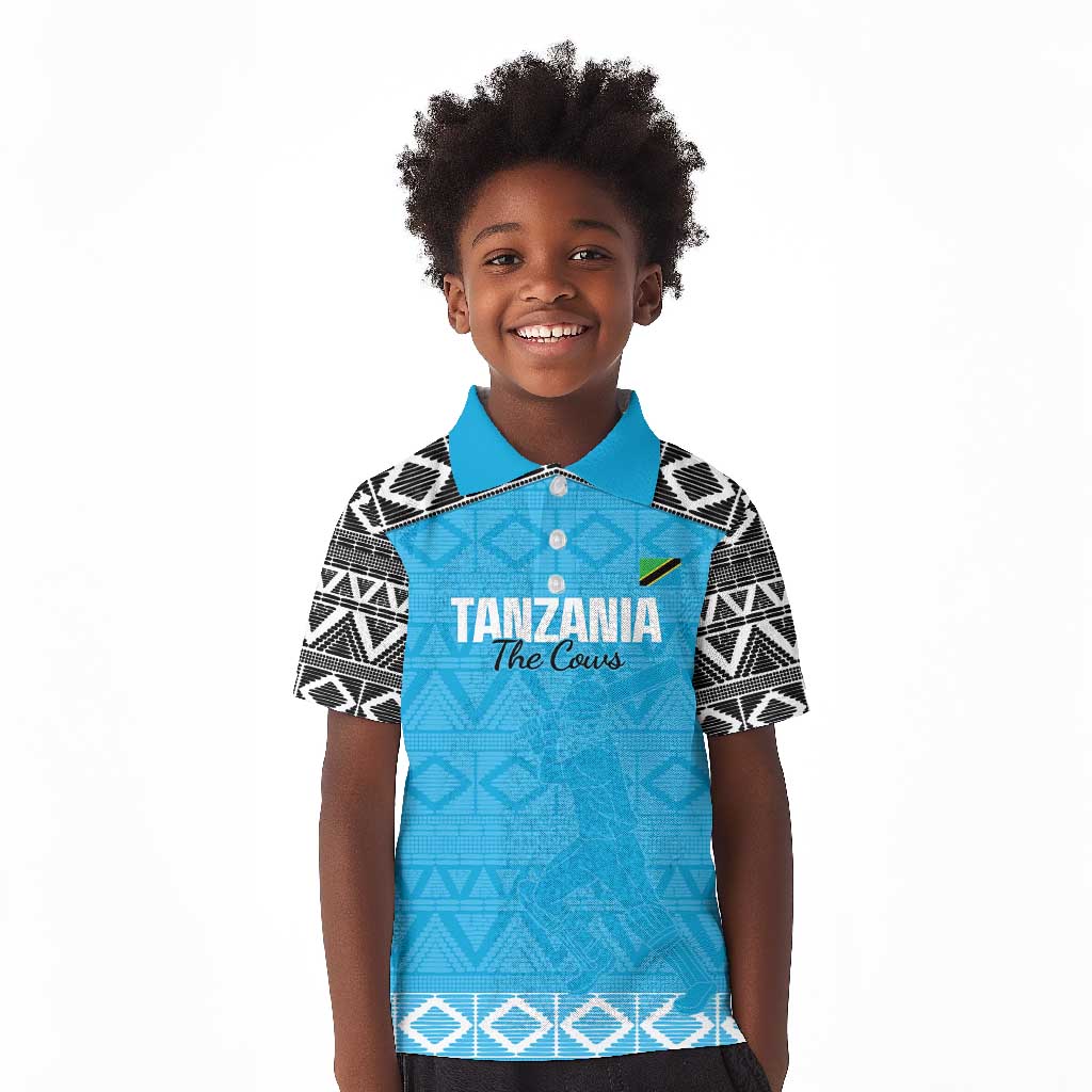 Afro Cricket Tanzania Custom Kid Polo Shirt Go Cows Sporty African Pattern - African Pride