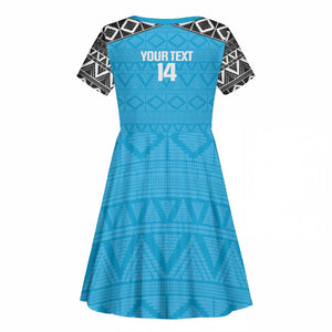 Afro Cricket Tanzania Custom Kid Short Sleeve Dress Go Cows Sporty African Pattern - African Pride