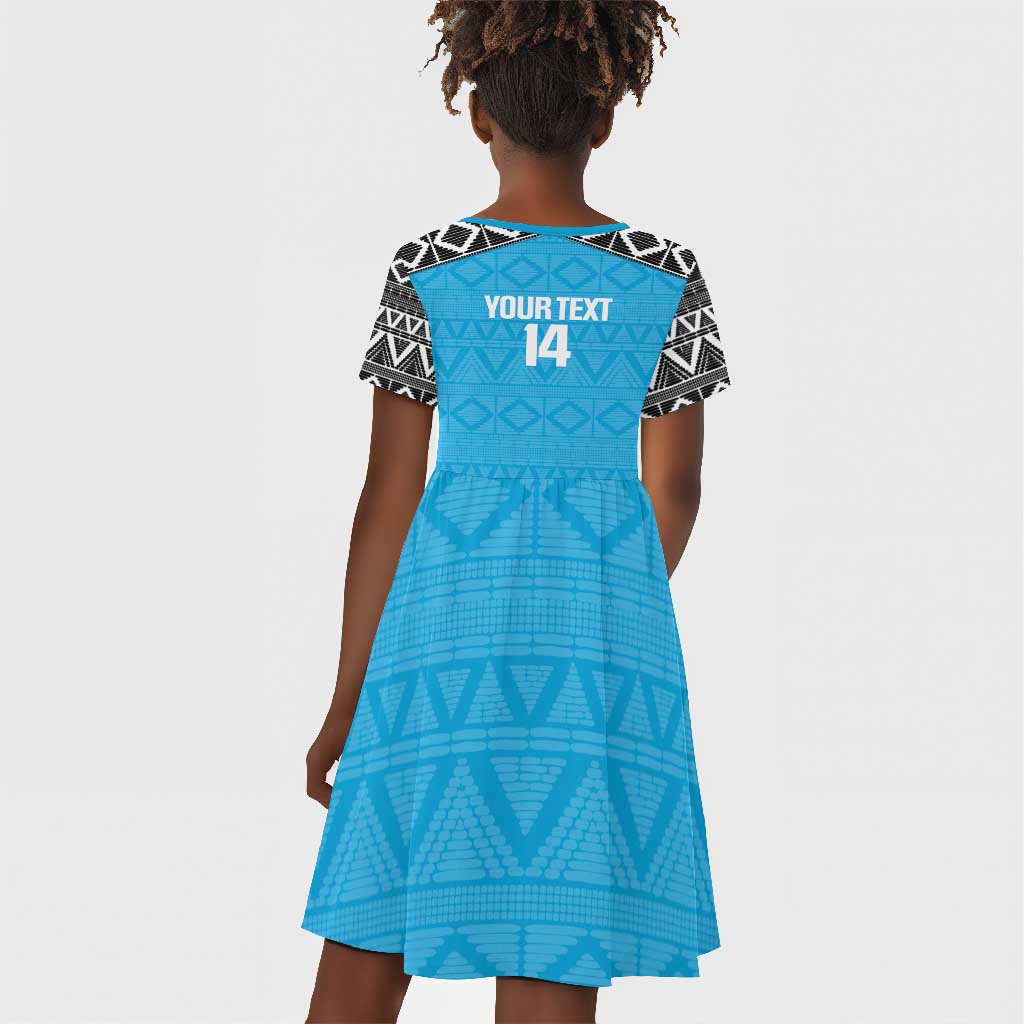 Afro Cricket Tanzania Custom Kid Short Sleeve Dress Go Cows Sporty African Pattern - African Pride