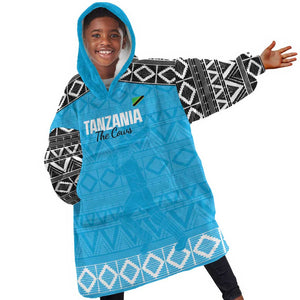 Afro Cricket Tanzania Custom Kid Wearable Blanket Hoodie Go Cows Sporty African Pattern - African Pride