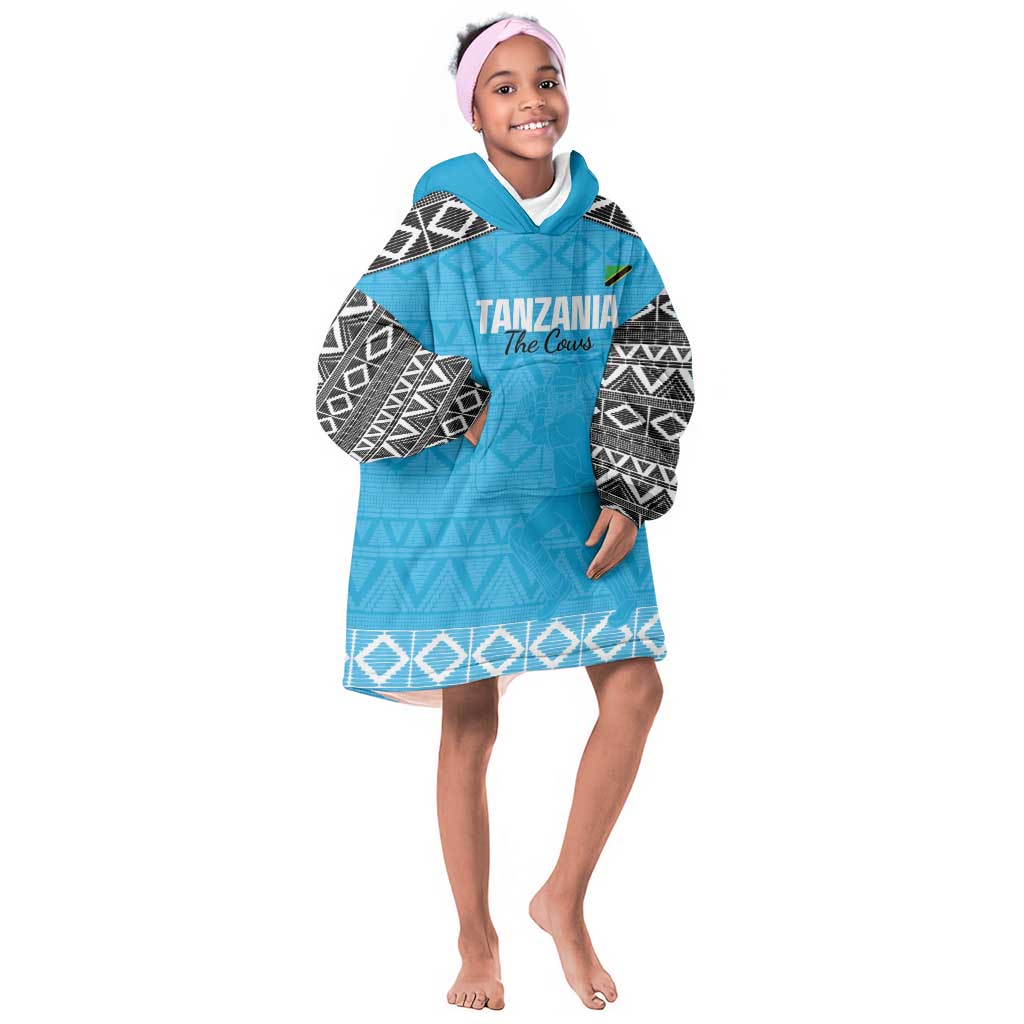 Afro Cricket Tanzania Custom Kid Wearable Blanket Hoodie Go Cows Sporty African Pattern - African Pride