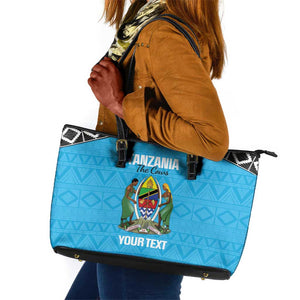 Afro Cricket Tanzania Custom Leather Tote Bag Go Cows Sporty African Pattern - African Pride