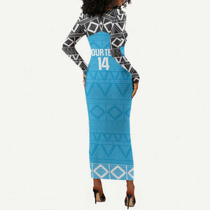 Afro Cricket Tanzania Custom Long Sleeve Bodycon Dress Go Cows Sporty African Pattern - African Pride