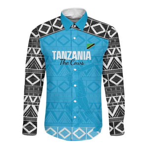 Afro Cricket Tanzania Custom Long Sleeve Button Shirt Go Cows Sporty African Pattern - African Pride
