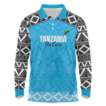 Afro Cricket Tanzania Custom Long Sleeve Polo Shirt Go Cows Sporty African Pattern - African Pride