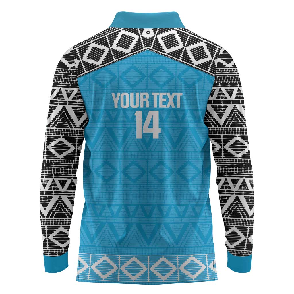 Afro Cricket Tanzania Custom Long Sleeve Polo Shirt Go Cows Sporty African Pattern - African Pride