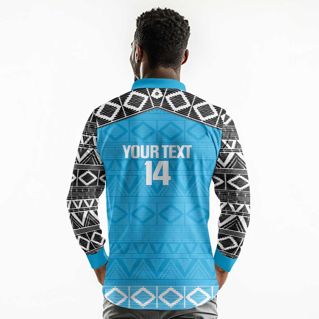 Afro Cricket Tanzania Custom Long Sleeve Polo Shirt Go Cows Sporty African Pattern - African Pride