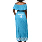 Afro Cricket Tanzania Custom Off Shoulder Maxi Dress Go Cows Sporty African Pattern - African Pride