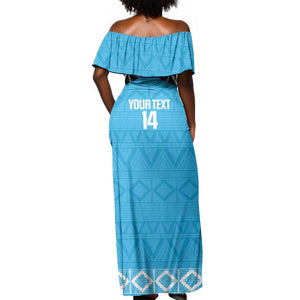 Afro Cricket Tanzania Custom Off Shoulder Maxi Dress Go Cows Sporty African Pattern - African Pride