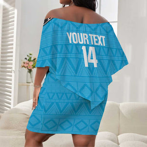 Afro Cricket Tanzania Custom Off Shoulder Short Dress Go Cows Sporty African Pattern - African Pride