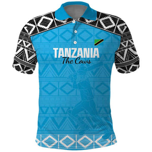 Afro Cricket Tanzania Custom Polo Shirt Go Cows Sporty African Pattern - African Pride