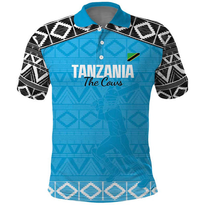 Afro Cricket Tanzania Custom Polo Shirt Go Cows Sporty African Pattern - African Pride