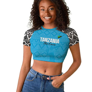 Afro Cricket Tanzania Custom Raglan Cropped T shirt Go Cows Sporty African Pattern - African Pride