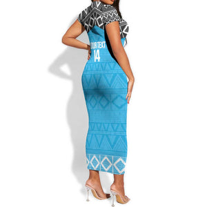 Afro Cricket Tanzania Custom Short Sleeve Bodycon Dress Go Cows Sporty African Pattern - African Pride