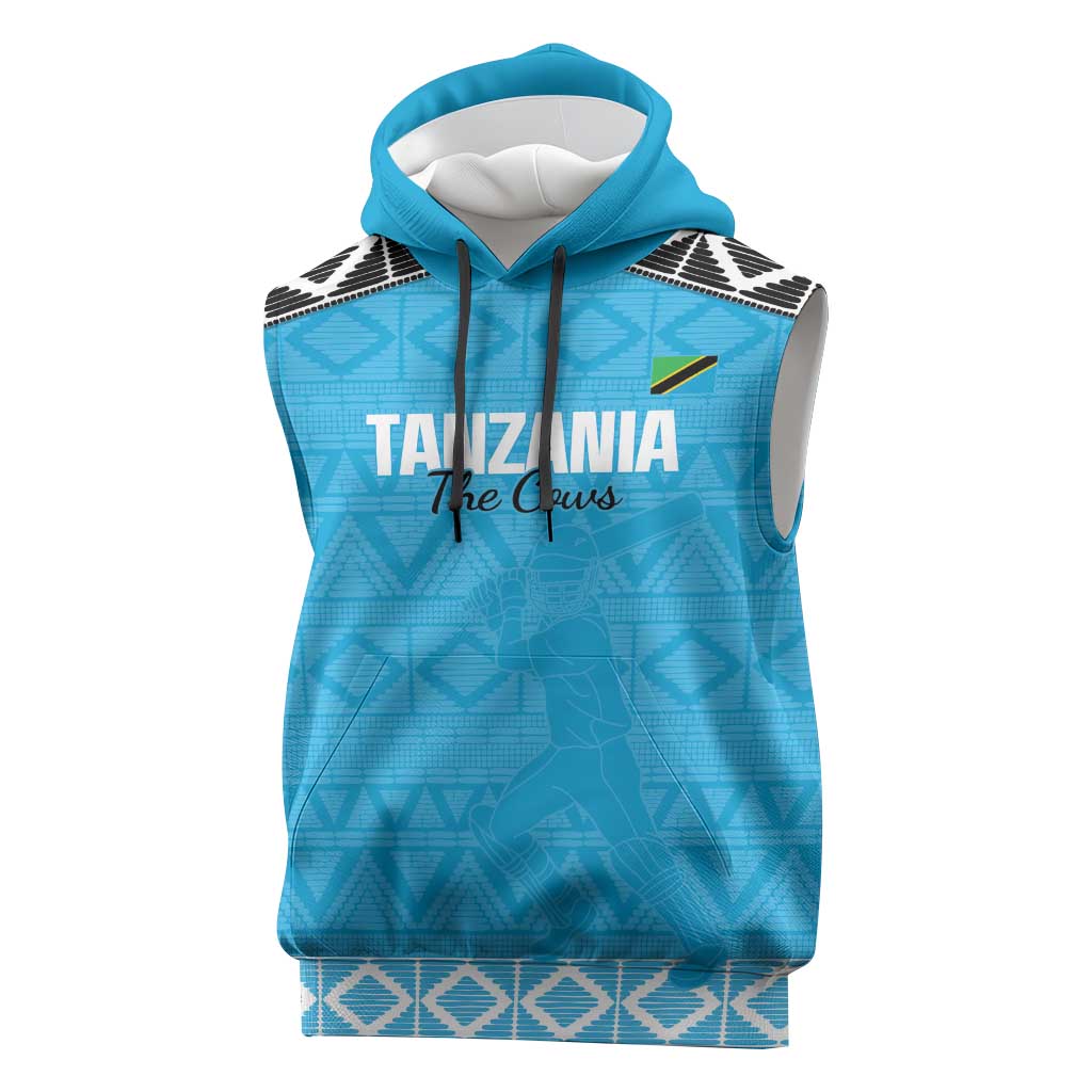 Afro Cricket Tanzania Custom Sleeveless Hoodie Go Cows Sporty African Pattern - African Pride