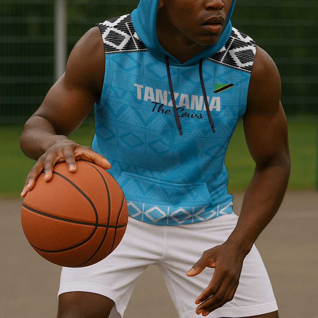 Afro Cricket Tanzania Custom Sleeveless Hoodie Go Cows Sporty African Pattern - African Pride