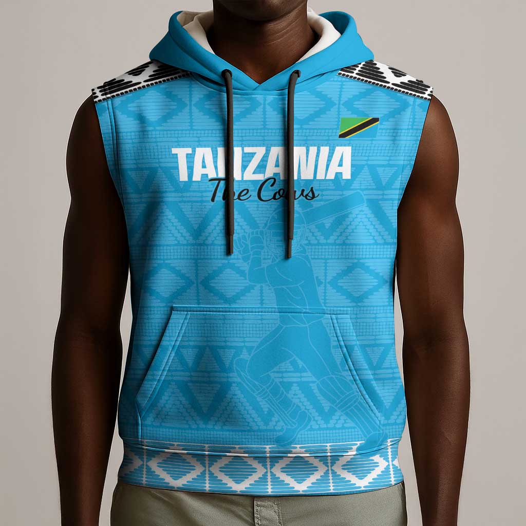 Afro Cricket Tanzania Custom Sleeveless Hoodie Go Cows Sporty African Pattern - African Pride