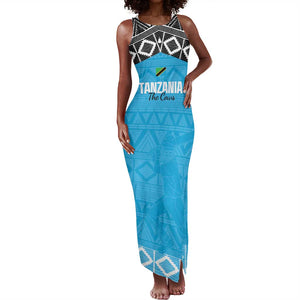 Afro Cricket Tanzania Custom Tank Maxi Dress Go Cows Sporty African Pattern - African Pride